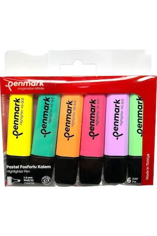 Penmark Fosforlu Kalem 6'lı Asetat Karışık Renk Pastel 8683181701809 Hs-505-6p 709699 Çok Renkli