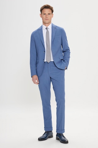 AC&Co / Altınyıldız Classics Erkek Mavı Slim Fit Dar Kesim Kırlangıç Yaka Gofre Desenli Takım Elbise Mavı