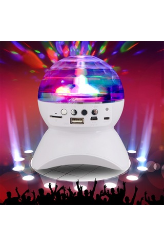 Ranyeek L-740 Beyaz Bluetooth Hoparlör, 360 Renkli Led Işık, Usb/tf Kart Destekli, Ev/parti Kullanıma Uygun, Derin Taban Ve Yüksek Ses