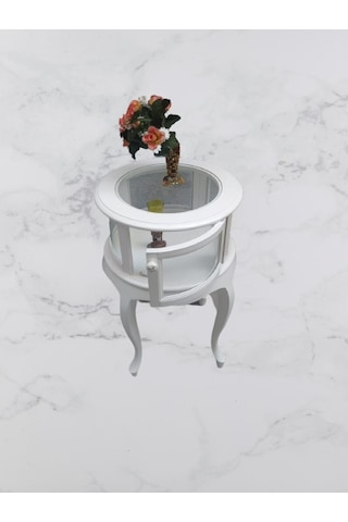 Bengimobilya Gümüşlük Yuvarlak Model Leylek Bacak Parlak Beyaz Kayın Lükens As