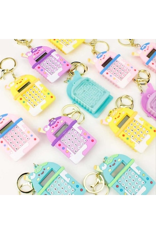 Mini 8 Haneli Hesap Makineli Labirent Oyunlu Karikatür Anahtarlık 1 Adet Ebat:7,3 Cm X 4,8 Cm Turkuaz