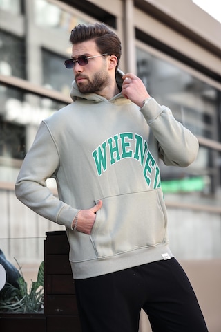 Madmext Çağla Yeşili Kapüşonlu Baskılı Cep Detaylı Erkek Sweatshirt E7065 Çağla Yeşili
