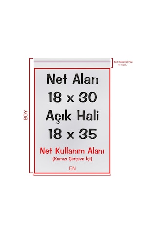18x30+5 cm (18*35) 500 Adet Şeffaf Bantlı Yapışkanlı jelatin Poşet