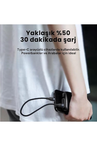 Super Şarj 5a 66w Type-c Şarj Kablosu Kısa Type-c Powerbank Şarj Kablosu Örgü Kopmaz Kablo Standart