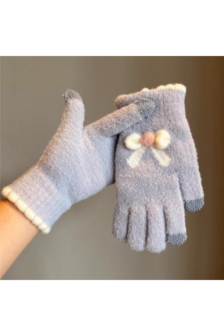 Kadın Soğuk Geçirmez Sevimli Eldiven Mavi