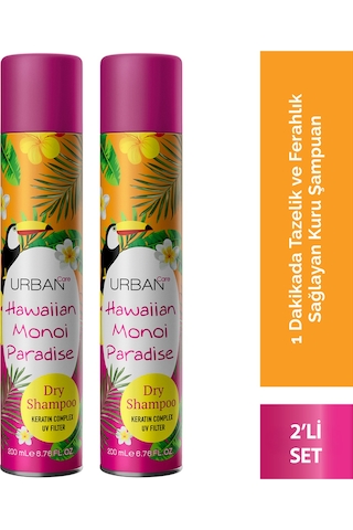 Hawaiian Monoi Hacimlendirici Kuru Şampuan Seti 2x200ml- Vegan - Uv Korumalı
