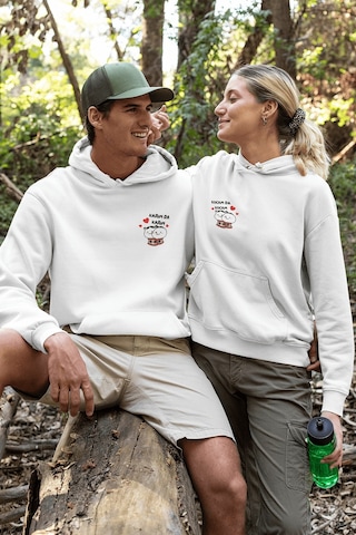 Kocam Da Kocam Karım Da Karım Sevgili/çift/arkadaşlık 2'li Kapşonlu Sweatshirt Seti Beyaz