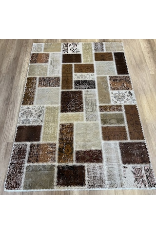 Hoom Rugs Patchwork Kahve Kutulu El Dokuma Kilim Kahve