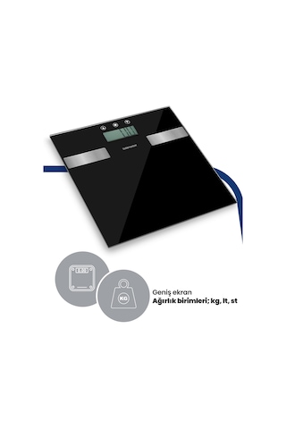 Fitmax Geniş Ekranlı Yağ Ölçer Fonksiyonlu Vücut Analizli Tartı Baskül