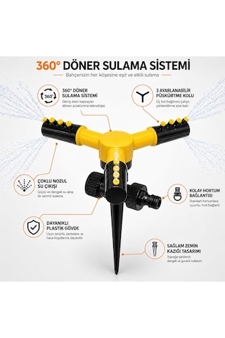 Bahçe Fıskiyesi 1/2 Hortum Uyumlu Toprağa Batırılabilir Veya Standlı Otomatik Su Fıskiyesi, Çim Sulama,360