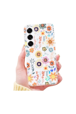 Samsung Galaxy Uyumlu S23 Plus Kılıf Solmayan Imd Baskı Desenli, Şeffaf Tpu+pc Botanik Kapak