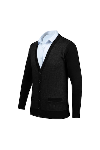 Erkek Büyük Beden V Yaka Triko Hırka Düğmeli 5014mb Bgl-st04040 Siyah