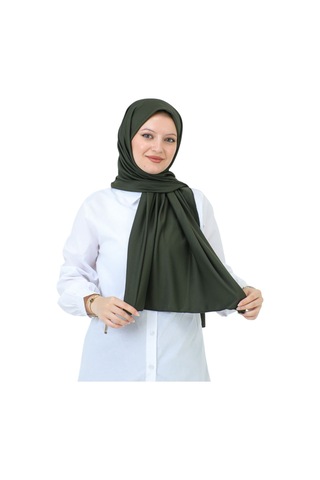 Şal Zarif Başörtüsü Eşarp Tesettür Giyim Uzun Abiyelik Haki
