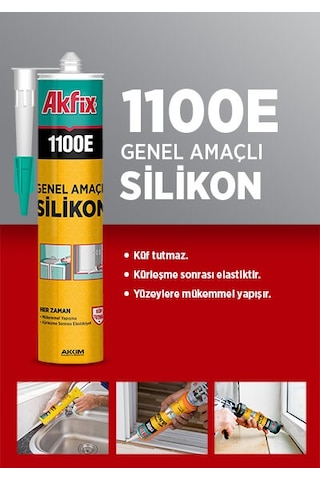 Akfix 1100E Genel Amaçlı Silikon 280Gr Şeffaf Şeffaf