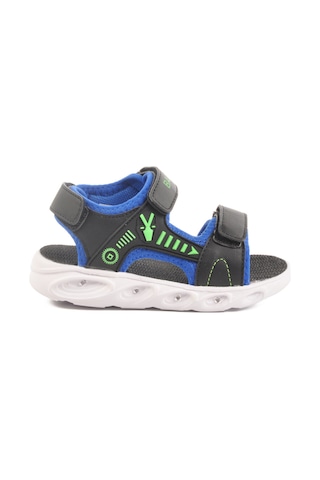Siyah Saks Cırtlı Işıklı Erkek Çocuk Spor Sandalet 018125 P Siyah-saks