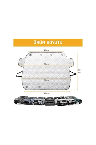 Ayrex Haegs Araba Ön Cam Koruma Örtüsü, Termal Araç Güneşlik, Oto Buzlanma Önleyici, Cam Kar Örtüsü, Ağır H Genel