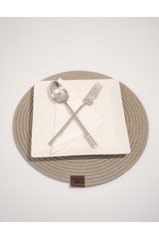 4 Adet Hasır Görünümlü Jüt Supla, Amerikan Servis Lüx Sunum Tabak Altlığı - Bej Bej