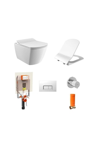 Creavit Elegant Rim-off Asma Klozet + Yavaş Kapanır Kapak + Vitra Gömme Rezervuar Set