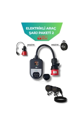 Filşarj Elektrikli Araç Paketi - Şarj İstasyonu - Type Tip 2 Ac Şarj Kablosu - Dönüştürücü
