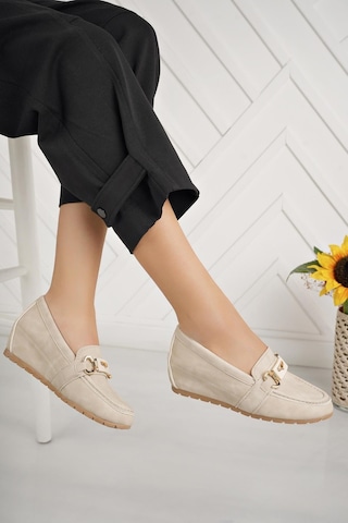 Nesilshoes Nesil Shoes Neyna Gd01 Bej Gizli Topuk Kadın Ayakkabı