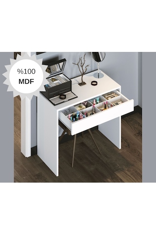 Bicabin Mdf Arya Novella Mode Çekmeceli Beyaz Makyaj Masası