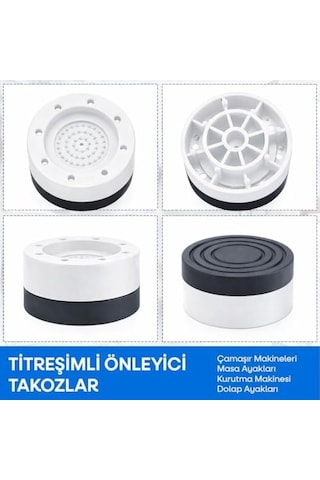 Beyaz Eşya Ayağı Çamaşır Makinesi Mobilya Titreşim Önleyici Kaydırmaz Yükseltici 4 Lü Beyaz 3.5 Cm Diğer