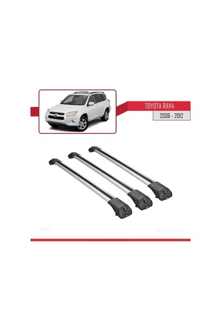Toyota Rav4 2006-2012 Arası İle Uyumlu Ace-1 Ara Atkı Tavan Barı Gri 3 Adet Bar