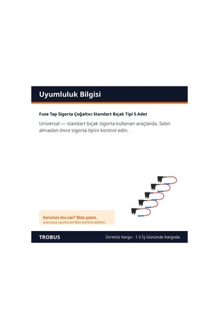 Trobus Fuse Tap Sigorta Çoğaltıcı Standart Bıçak Tipi 5 Adet Diğer