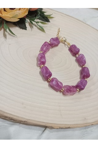 Mor Kesmeşeker Desenli Bileklik Mor