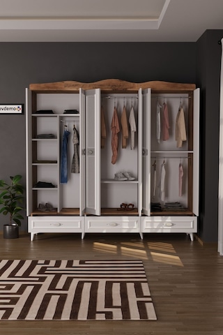 Luna 6 Kapaklı 3 Çekmeceli Aynalı Gardırop Atlantik Çam