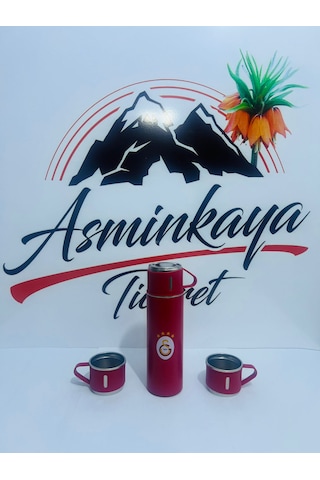 Çelik 3 Bardaklı Vakumlu Taraftar Termos Set