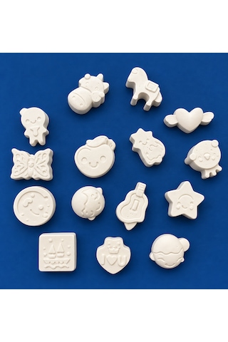 Kendin Boya Minik Figür Boyama Seti 2 Cm Taş Tozu Figürler 3 Renk Boya Ve Fırça