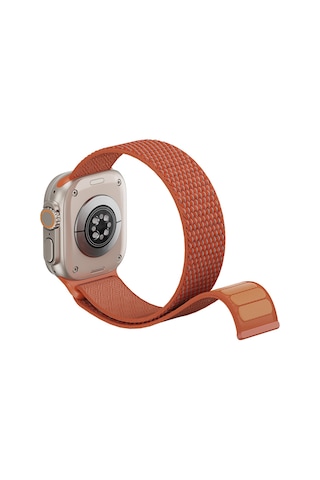 Watch Ultra 49mm Uyumlu Kordon Wiwu Wb501 Cloudflex Serisi Hasır Örgü Strap Kayış Turuncu