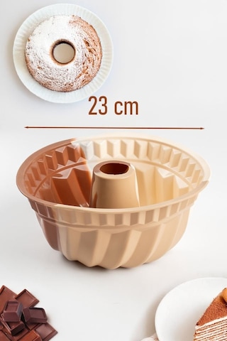 Porsima 193 Silikon Kek Kalıbı, Tart Kalıbı 23 Cm Gıda İle Temasa Uygun Beyaz - Kahverengi