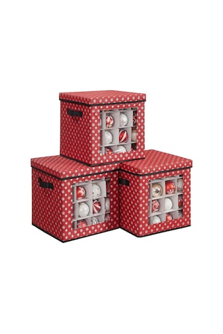 Saklama Kutuları, 3'lü Set, Katlanır Kutular, Kutu Başına 64 Küçük Bölme, Esnek Ayırma Duvarları, 30,5 X 30,5 Çok Renkli