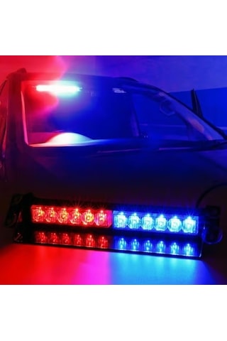 S12 Vantuzlu İkaz Lambası 12 Modlu Mavi Kırmızı Led Acil Uyarı Işığı