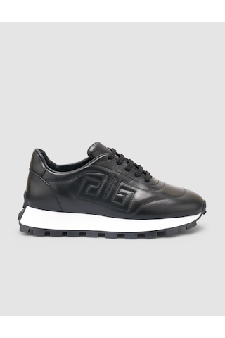 %100 Hakiki Deri Siyah Kadın Sneaker Siyah