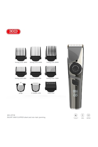Xo-cf16 Suya Dayanıklı 3 Kademeli Titanyum Kaplama Seramik Bıçaklı 6 Başlıklı Şarjlı Profesyonel Saç Sakal Tıraş Makinası
