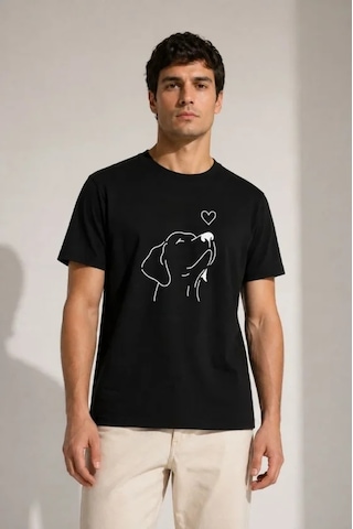 Modi Erkek Köpek Figürlü Minimal Baskılı Tişört Kısa Kol Yazlık T-shirt - Siyah Açık Lacivert - Gri - Siyah