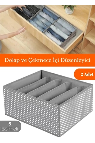 Modern Çok Bölmeli Dolapiçi Organizer Gri