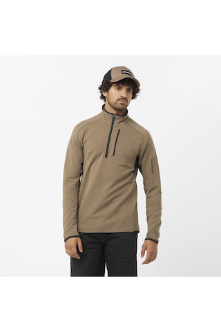Salomon Essentıal Lıghtwarm Erkek Yarım Fermuar Polar Shıtake Lc2226400 Kahverengi