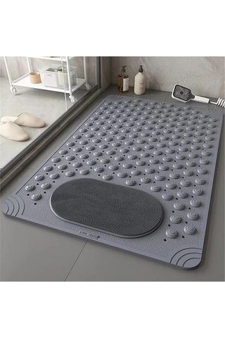 Sea Home Antrasit Renk Silikon Kaymaz Tabanlı Banyo Paspası Duş Kaydırmazı Vantuzlu 36 X 69,5 Cm Çok Renkli