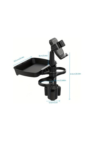 Motion003 4ü 1 Arada Araba Telefon Tutucu Bardak Tutucu Yiyecek Tepsisi Depolama Siyah Abs Araç Aksesuarı
