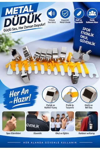 Mucit Home 2 Adet Metal Düdük Deprem Hakem Antrenör Halısaha Nöbet Ikaz Düdüğü Diğer