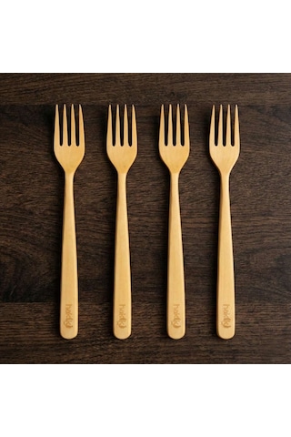 4 Parça Şimşir El Işçiliği Çatal Takımı 18 Cm Ahşap