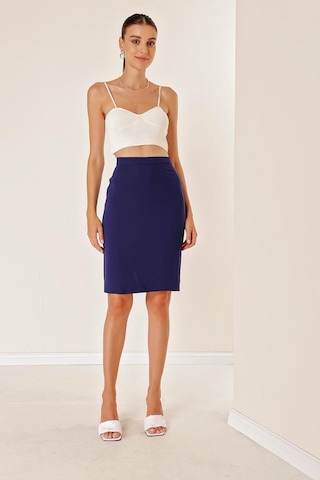 Astarlı İthal Krep Küp Etek - 34098 - İndigo