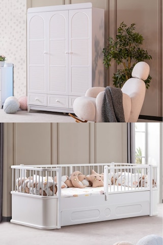 Antalya Yavrulu Karyola, Perla 3 Kapaklı Dolap