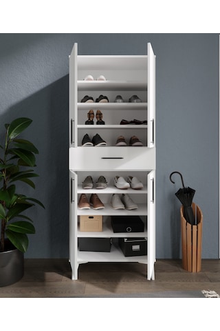 Rosepal Mobilya Beyaz Rüya 4 Kapaklı 8 Raflı Ayakkabılık Beyaz