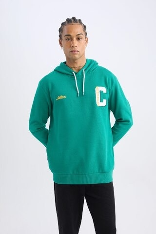 DeFactoFit NBA Boston Celtics Standart Fit Kapüşonlu Sırt Baskılı Kalın Sweatshirt Y7320AZ24AUGN1046 Yeşil