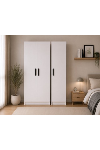 Gani Home Selen 3 Kapaklı Gardırop M-1 Modern Elbise Dolabı Suntalam
